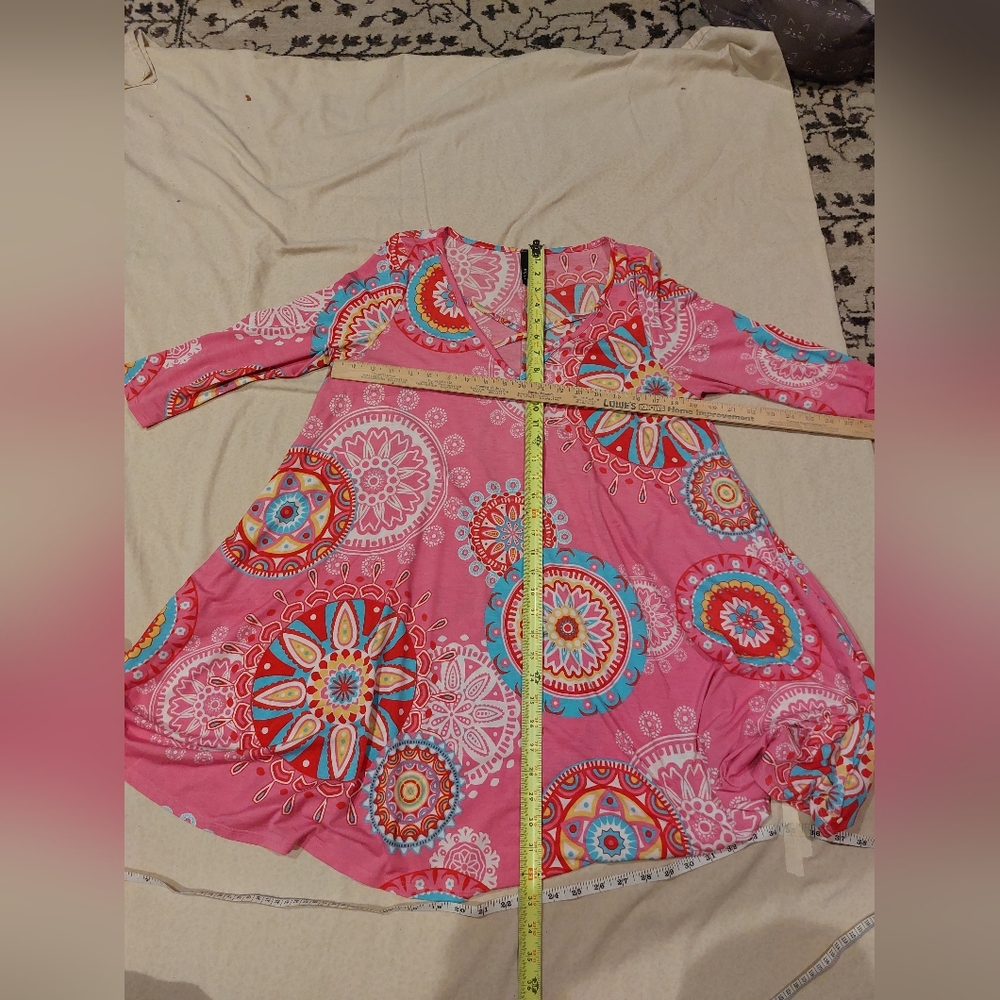 Colorful Pink Patterned Dress